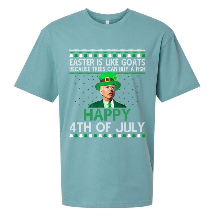 Joe Biden Happy 4th Of July Confused St Patricks Day Funny Sueded Cloud Jersey T-Shirt