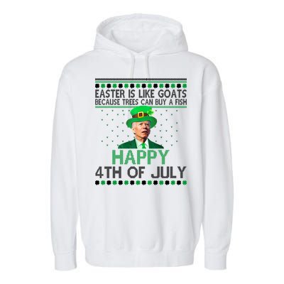 Joe Biden Happy 4th Of July Confused St Patricks Day Funny Garment-Dyed Fleece Hoodie