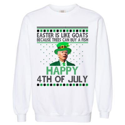 Joe Biden Happy 4th Of July Confused St Patricks Day Funny Garment-Dyed Sweatshirt