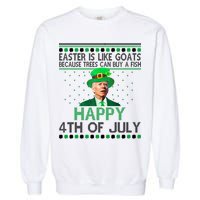 Joe Biden Happy 4th Of July Confused St Patricks Day Funny Garment-Dyed Sweatshirt