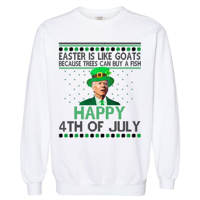Joe Biden Happy 4th Of July Confused St Patricks Day Funny Garment-Dyed Sweatshirt