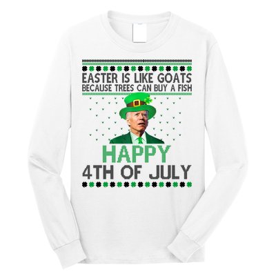 Joe Biden Happy 4th Of July Confused St Patricks Day Funny Long Sleeve Shirt