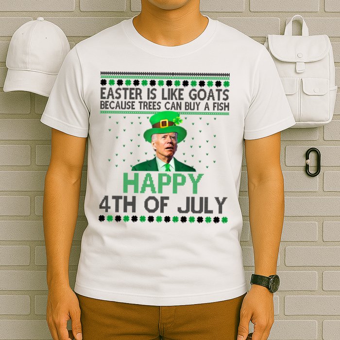 Joe Biden Happy 4th Of July Confused St Patricks Day Funny T-Shirt