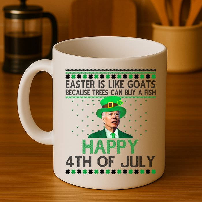 Joe Biden Happy 4th Of July Confused St Patricks Day Funny Mug