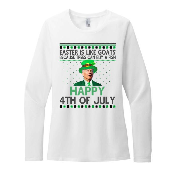 Joe Biden Happy 4th Of July Confused St Patricks Day Funny Womens CVC Long Sleeve Shirt