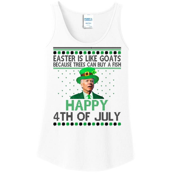 Joe Biden Happy 4th Of July Confused St Patricks Day Funny Ladies Essential Tank