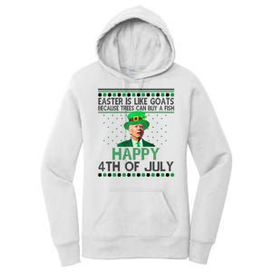 Joe Biden Happy 4th Of July Confused St Patricks Day Funny Women's Pullover Hoodie