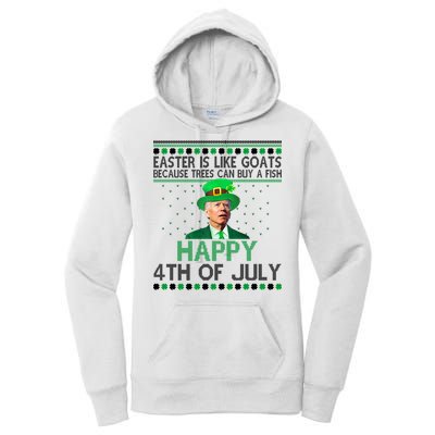 Joe Biden Happy 4th Of July Confused St Patricks Day Funny Women's Pullover Hoodie