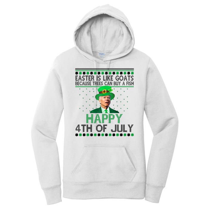 Joe Biden Happy 4th Of July Confused St Patricks Day Funny Women's Pullover Hoodie