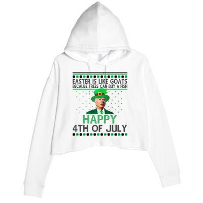 Joe Biden Happy 4th Of July Confused St Patricks Day Funny Crop Fleece Hoodie
