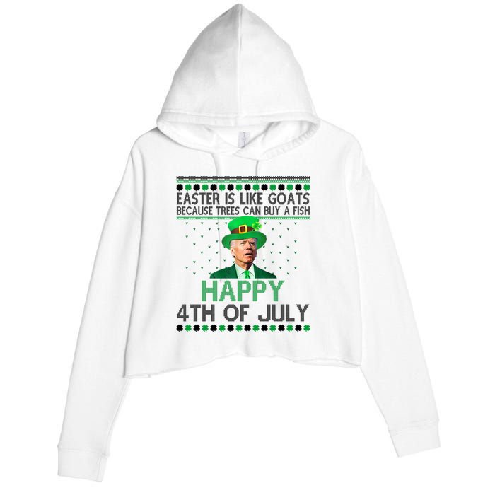 Joe Biden Happy 4th Of July Confused St Patricks Day Funny Crop Fleece Hoodie