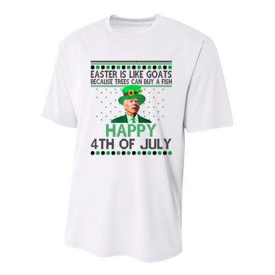 Joe Biden Happy 4th Of July Confused St Patricks Day Funny Youth Performance Sprint T-Shirt