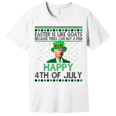 Joe Biden Happy 4th Of July Confused St Patricks Day Funny Premium T-Shirt