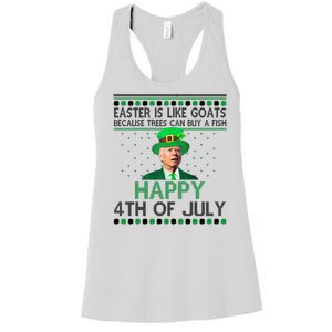 Joe Biden Happy 4th Of July Confused St Patricks Day Funny Women's Racerback Tank