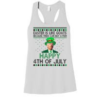 Joe Biden Happy 4th Of July Confused St Patricks Day Funny Women's Racerback Tank