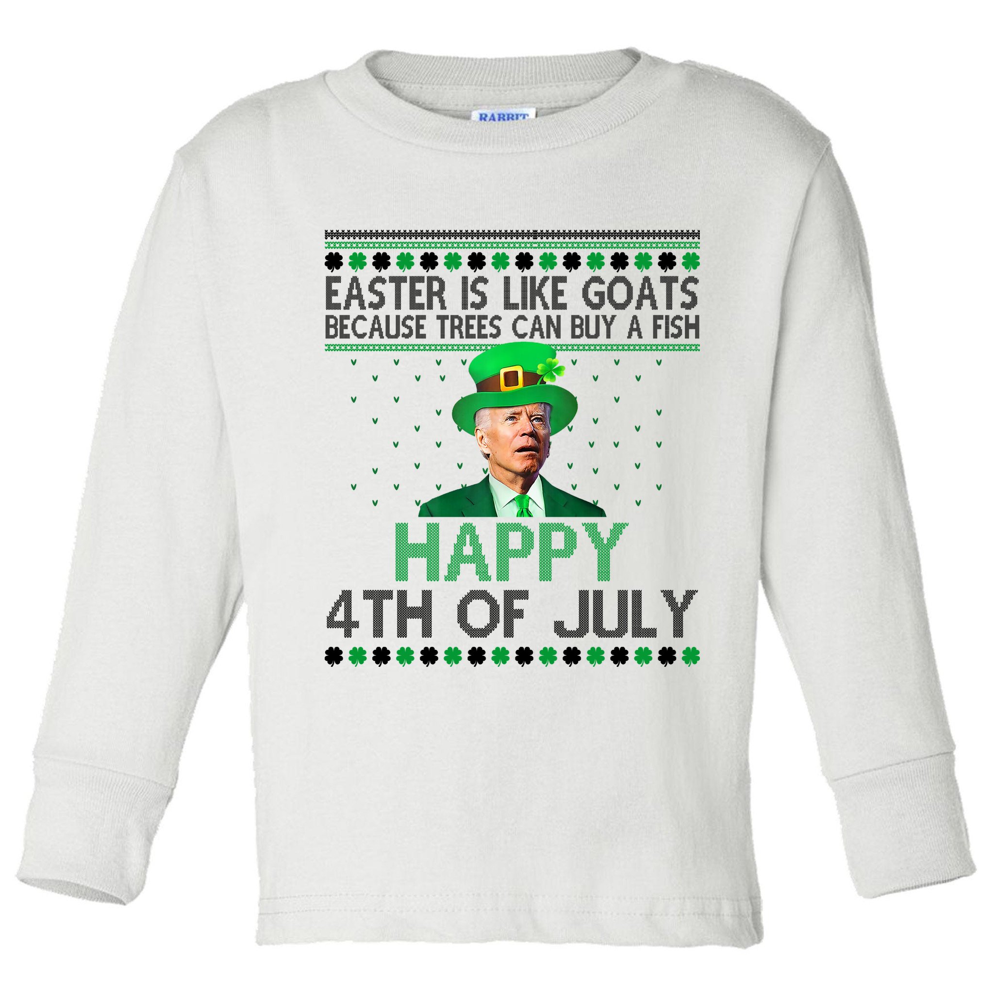 Joe Biden Happy 4th Of July Confused St Patricks Day Funny Toddler Long Sleeve Shirt