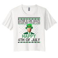 Joe Biden Happy 4th Of July Confused St Patricks Day Funny Women's Crop Top Tee