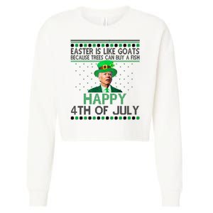 Joe Biden Happy 4th Of July Confused St Patricks Day Funny Cropped Pullover Crew