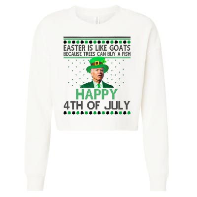 Joe Biden Happy 4th Of July Confused St Patricks Day Funny Cropped Pullover Crew