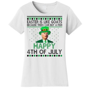 Joe Biden Happy 4th Of July Confused St Patricks Day Funny Women's T-Shirt