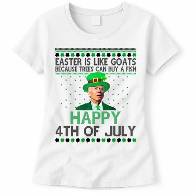 Joe Biden Happy 4th Of July Confused St Patricks Day Funny Womens T-Shirt