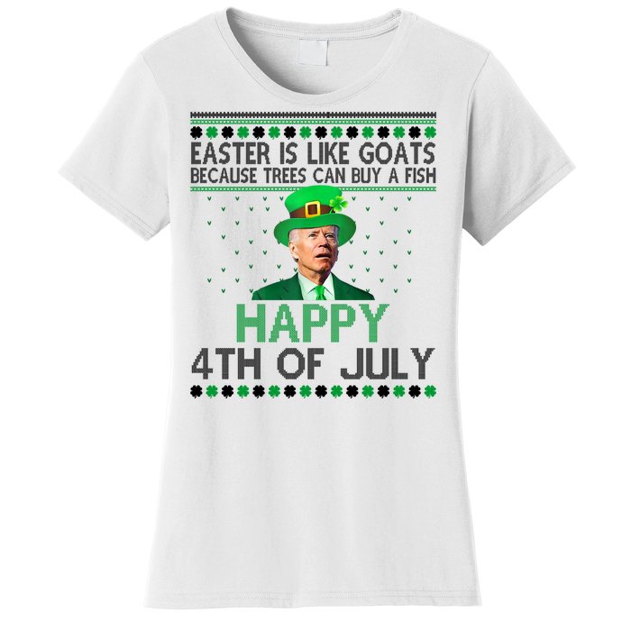 Joe Biden Happy 4th Of July Confused St Patricks Day Funny Women's T-Shirt