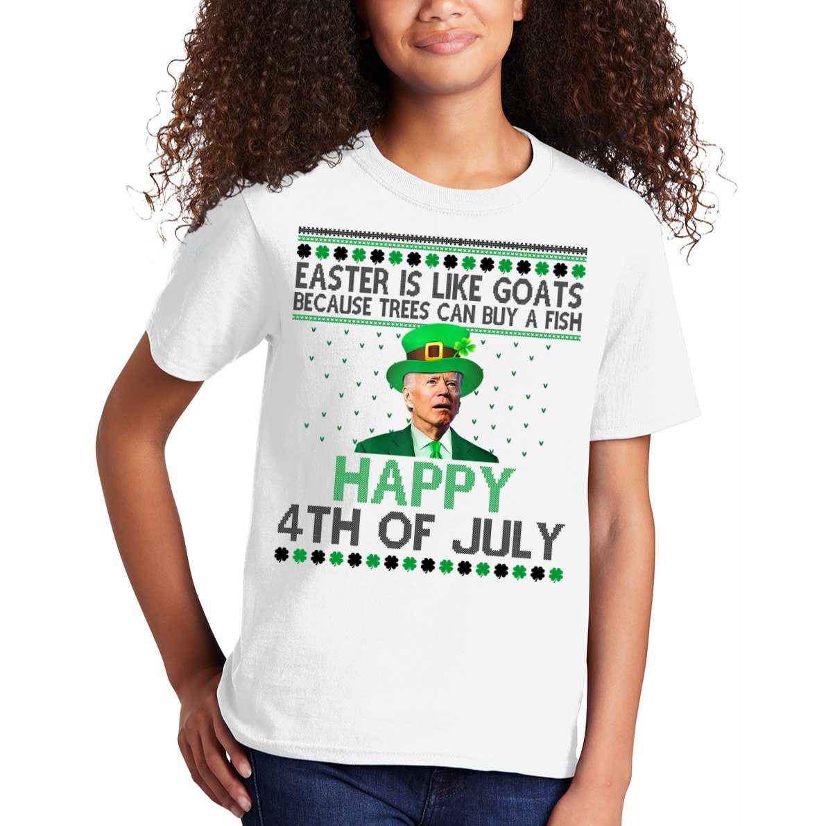 Joe Biden Happy 4th Of July Confused St Patricks Day Funny Kids T-Shirt