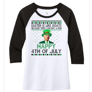 Joe Biden Happy 4th Of July Confused St Patricks Day Funny Women's Tri-Blend 3/4-Sleeve Raglan Shirt