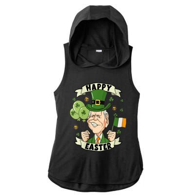 Joe Biden Happy Easter Confused Funny St Patrick's Day Ladies PosiCharge Tri-Blend Wicking Draft Hoodie Tank