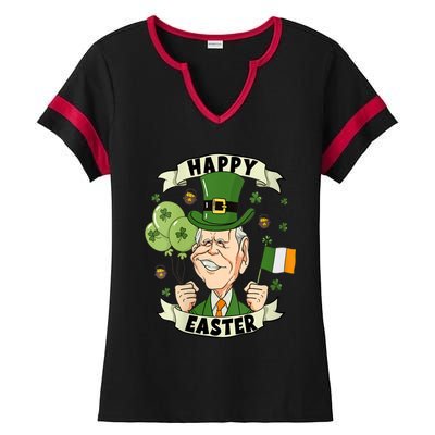 Joe Biden Happy Easter Confused Funny St Patrick's Day Ladies Halftime Notch Neck Tee