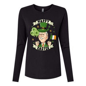 Joe Biden Happy Easter Confused Funny St Patrick's Day Womens Cotton Relaxed Long Sleeve T-Shirt