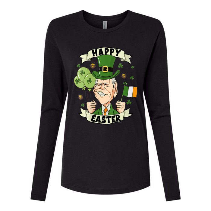 Joe Biden Happy Easter Confused Funny St Patrick's Day Womens Cotton Relaxed Long Sleeve T-Shirt