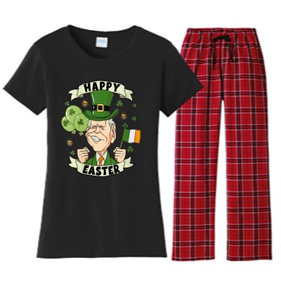 Joe Biden Happy Easter Confused Funny St Patrick's Day Women's Flannel Pajama Set