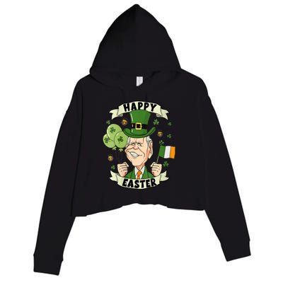 Joe Biden Happy Easter Confused Funny St Patrick's Day Crop Fleece Hoodie