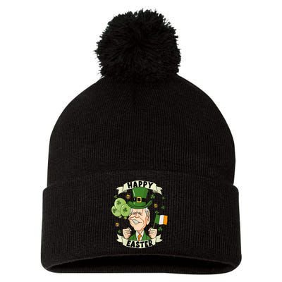 Joe Biden Happy Easter Confused Funny St Patrick's Day Pom Pom 12in Knit Beanie