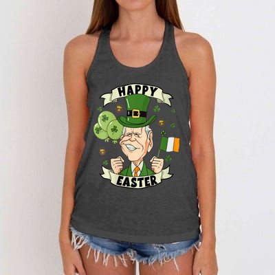 Joe Biden Happy Easter Confused Funny St Patrick's Day Women's Knotted Racerback Tank