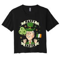 Joe Biden Happy Easter Confused Funny St Patrick's Day Women's Crop Top Tee