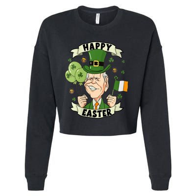 Joe Biden Happy Easter Confused Funny St Patrick's Day Cropped Pullover Crew