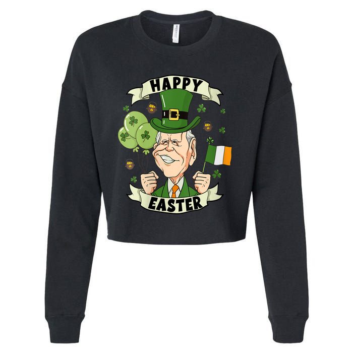 Joe Biden Happy Easter Confused Funny St Patrick's Day Cropped Pullover Crew