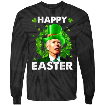 Joe Biden Happy Easter Confused Funny St Patrick's Day Tie-Dye Long Sleeve Shirt