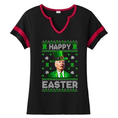 Joe Biden Happy Easter Confused Funny St Patrick's Day Ladies Halftime Notch Neck Tee