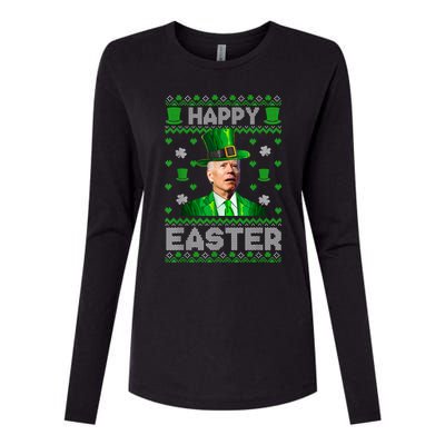 Joe Biden Happy Easter Confused Funny St Patrick's Day Womens Cotton Relaxed Long Sleeve T-Shirt