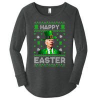 Joe Biden Happy Easter Confused Funny St Patrick's Day Women's Perfect Tri Tunic Long Sleeve Shirt