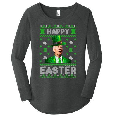 Joe Biden Happy Easter Confused Funny St Patrick's Day Women's Perfect Tri Tunic Long Sleeve Shirt