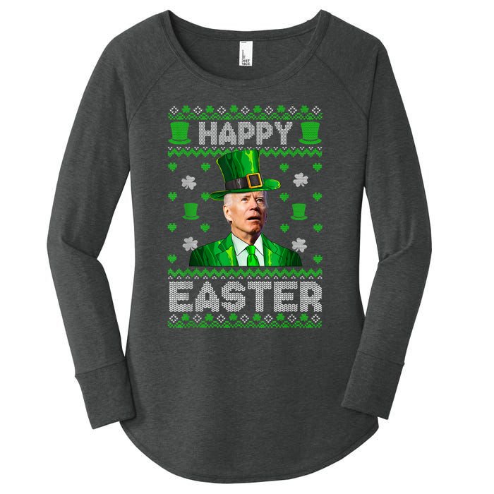 Joe Biden Happy Easter Confused Funny St Patrick's Day Women's Perfect Tri Tunic Long Sleeve Shirt