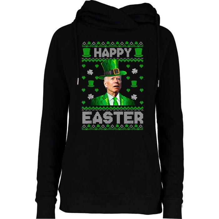 Joe Biden Happy Easter Confused Funny St Patrick's Day Womens Funnel Neck Pullover Hood