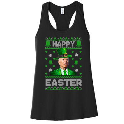 Joe Biden Happy Easter Confused Funny St Patrick's Day Women's Racerback Tank