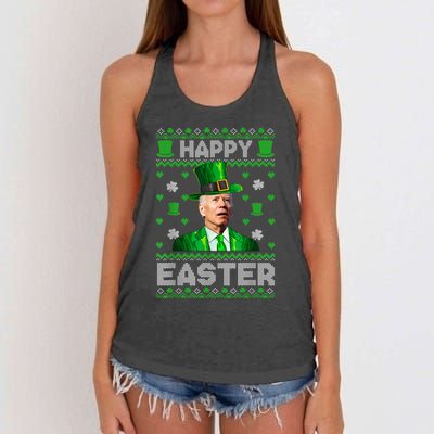 Joe Biden Happy Easter Confused Funny St Patrick's Day Women's Knotted Racerback Tank