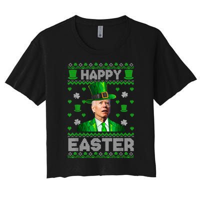 Joe Biden Happy Easter Confused Funny St Patrick's Day Women's Crop Top Tee