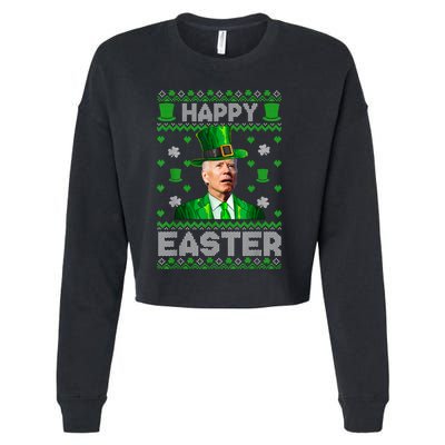 Joe Biden Happy Easter Confused Funny St Patrick's Day Cropped Pullover Crew